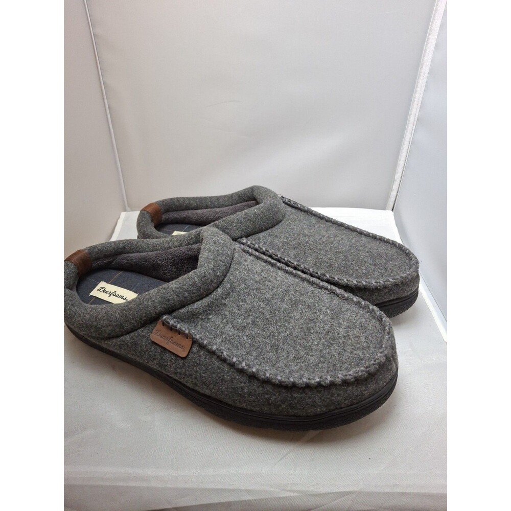 DEARFOAMS Men's Clog Slippers Grey Wool Whipstitch Blend Memory Foam Size 13
